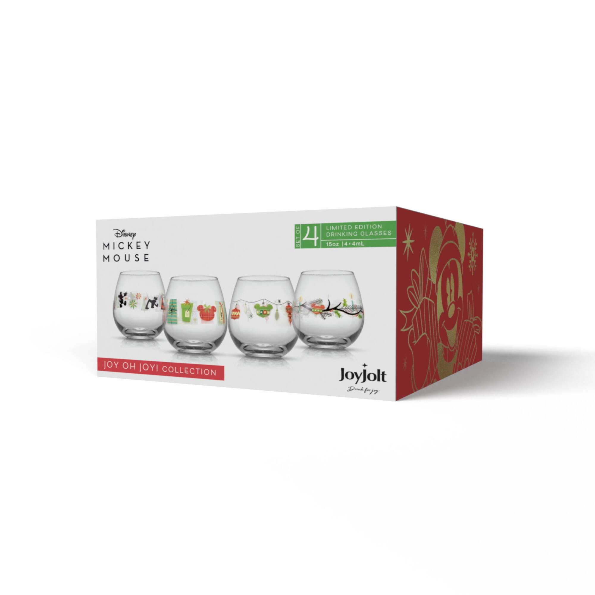 JoyJolt® Disney® 15oz. Mickey Mouse Joy O Joy Stemless Wine Glass, 4ct.